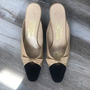 Salvador Ferragamo kitten heel slides